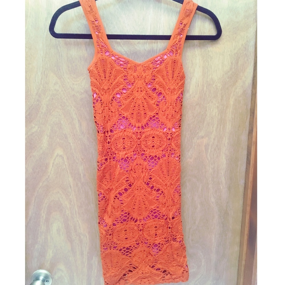 Free People Intimately Stretch Dress Orange Pink